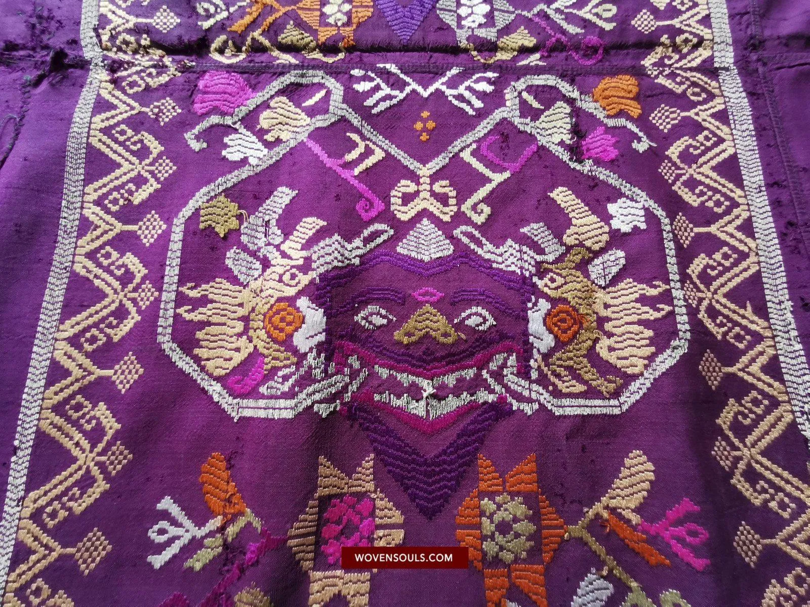 1442 SOLD Antique Bali Silk Songket Textile with Figurative Motifs