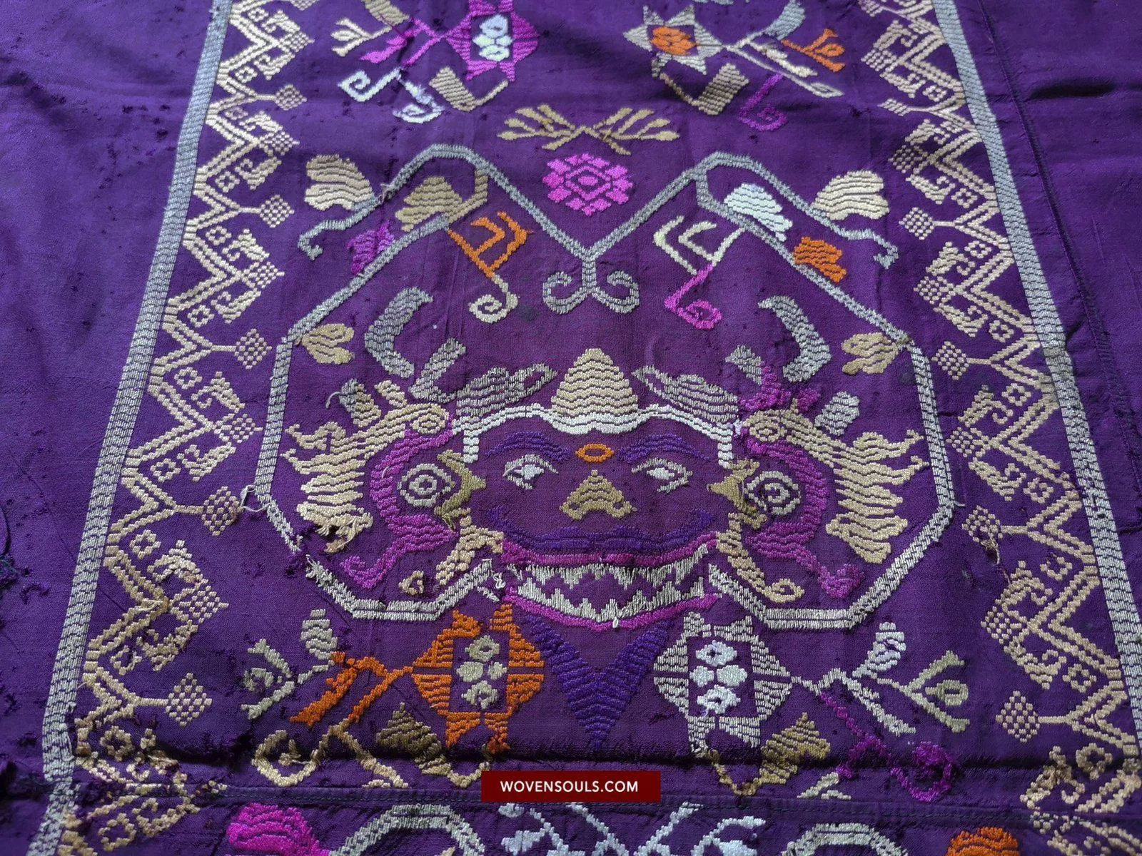 1442 SOLD Antique Bali Silk Songket Textile with Figurative Motifs