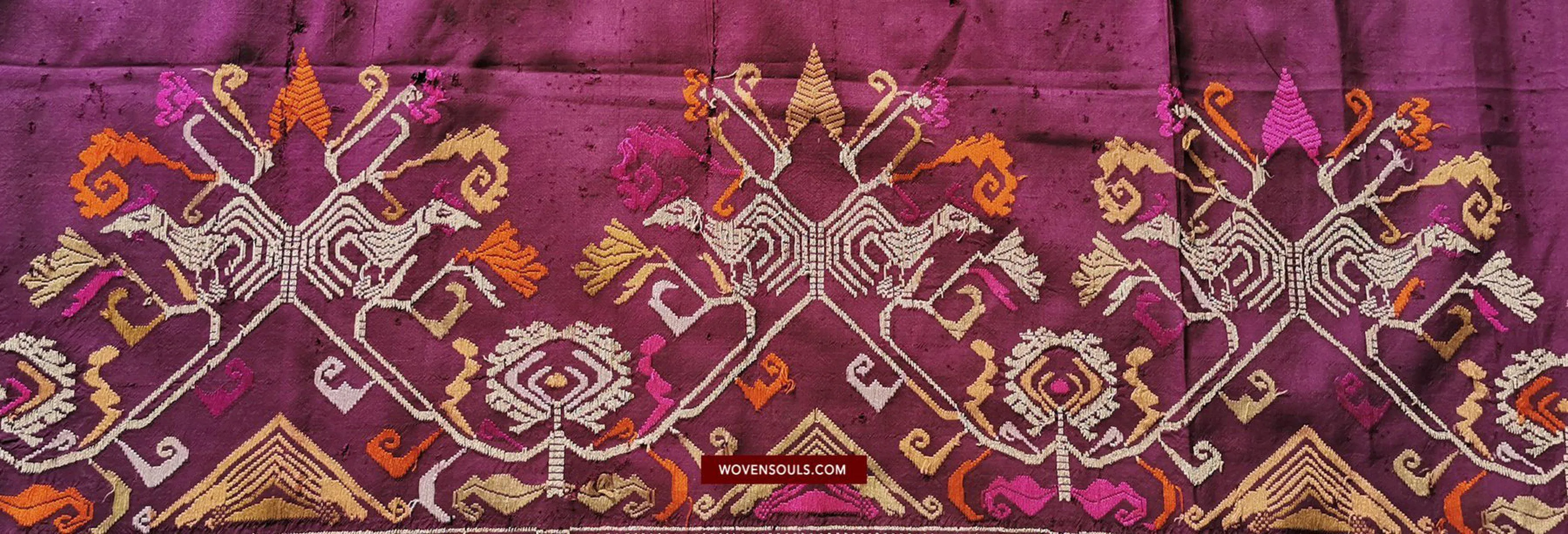1442 SOLD Antique Bali Silk Songket Textile with Figurative Motifs