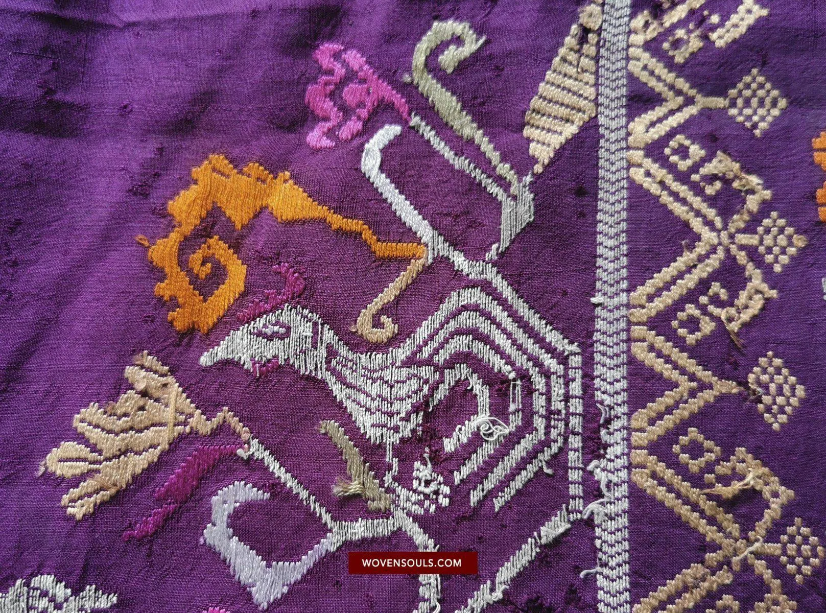 1442 SOLD Antique Bali Silk Songket Textile with Figurative Motifs