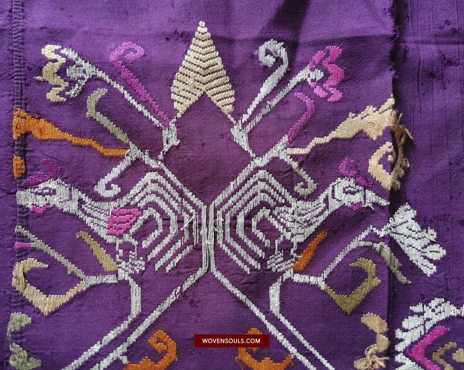 1442 SOLD Antique Bali Silk Songket Textile with Figurative Motifs