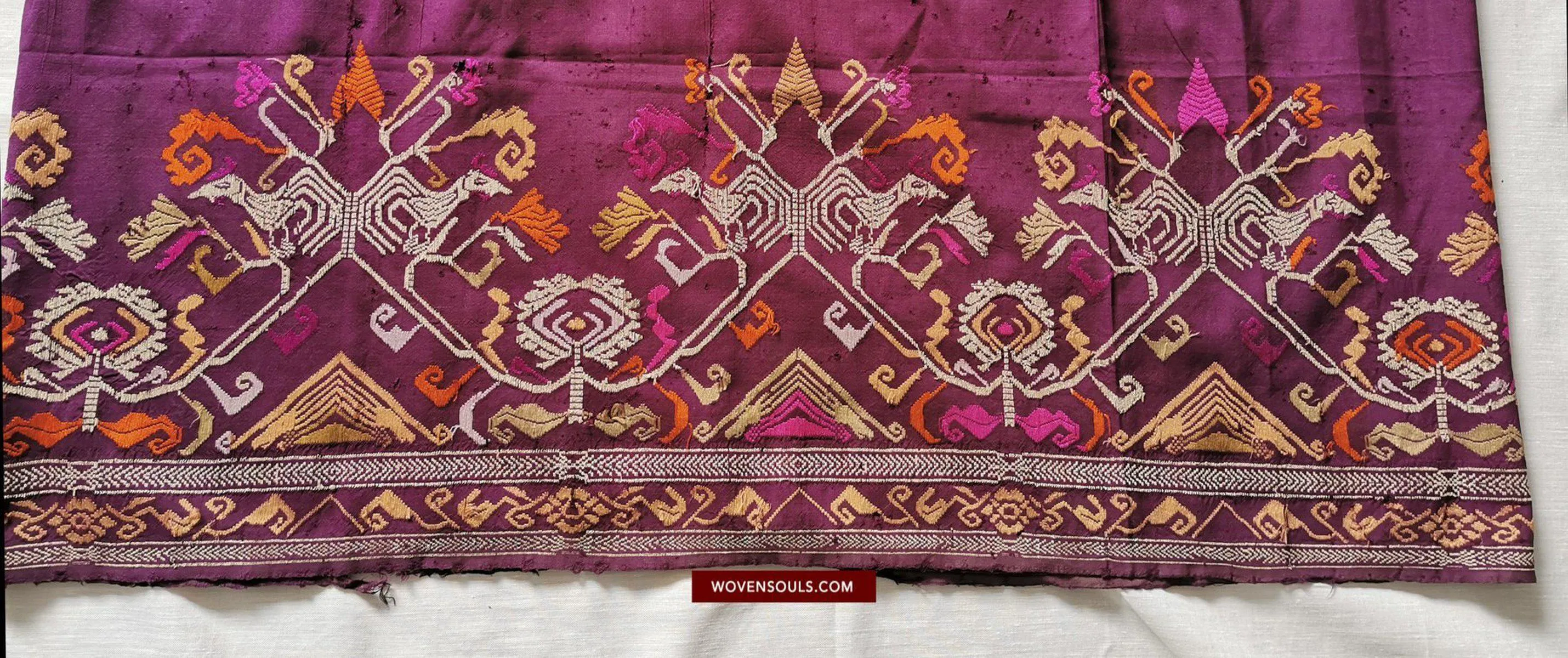 1442 SOLD Antique Bali Silk Songket Textile with Figurative Motifs