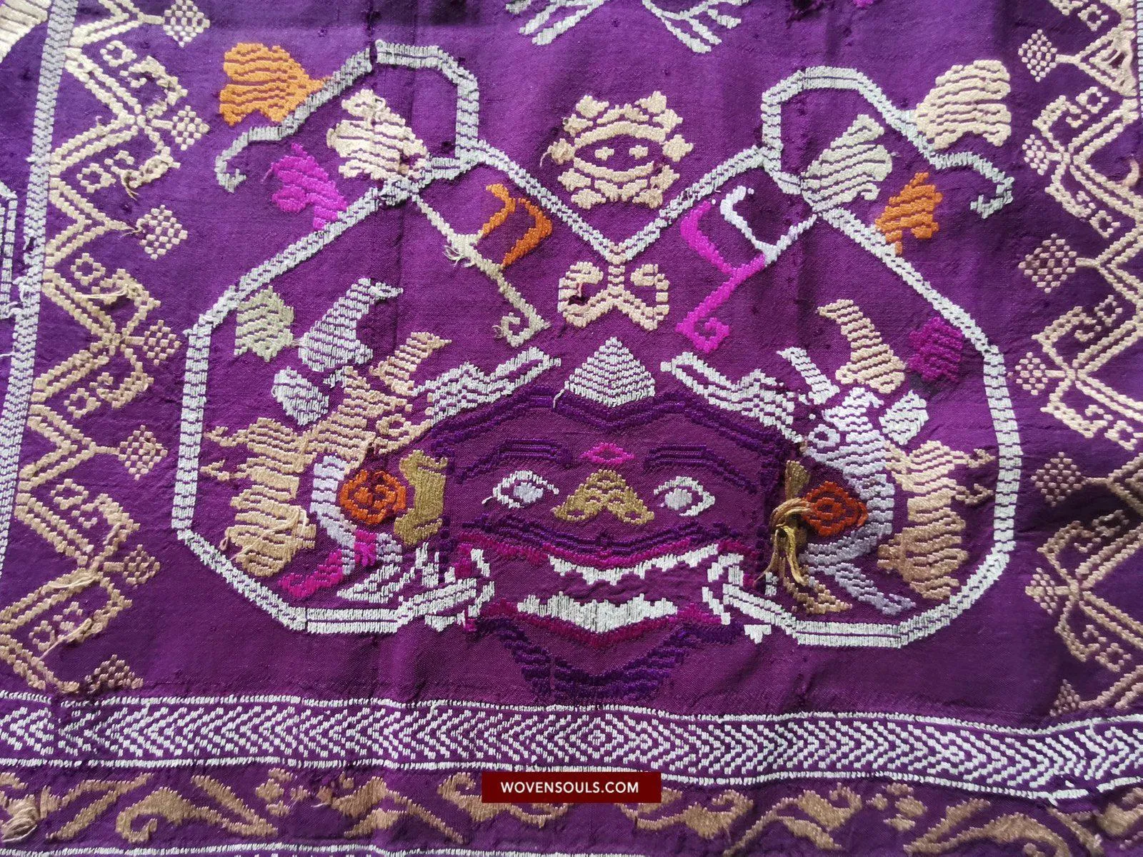 1442 SOLD Antique Bali Silk Songket Textile with Figurative Motifs