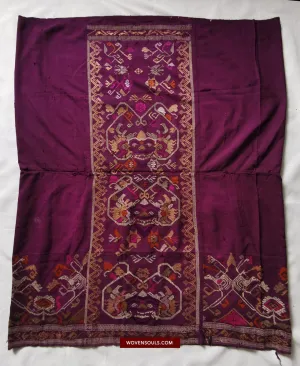 1442 SOLD Antique Bali Silk Songket Textile with Figurative Motifs