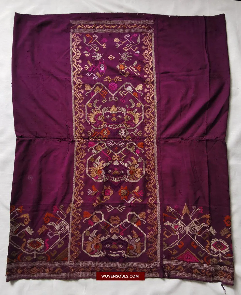 1442 SOLD Antique Bali Silk Songket Textile with Figurative Motifs