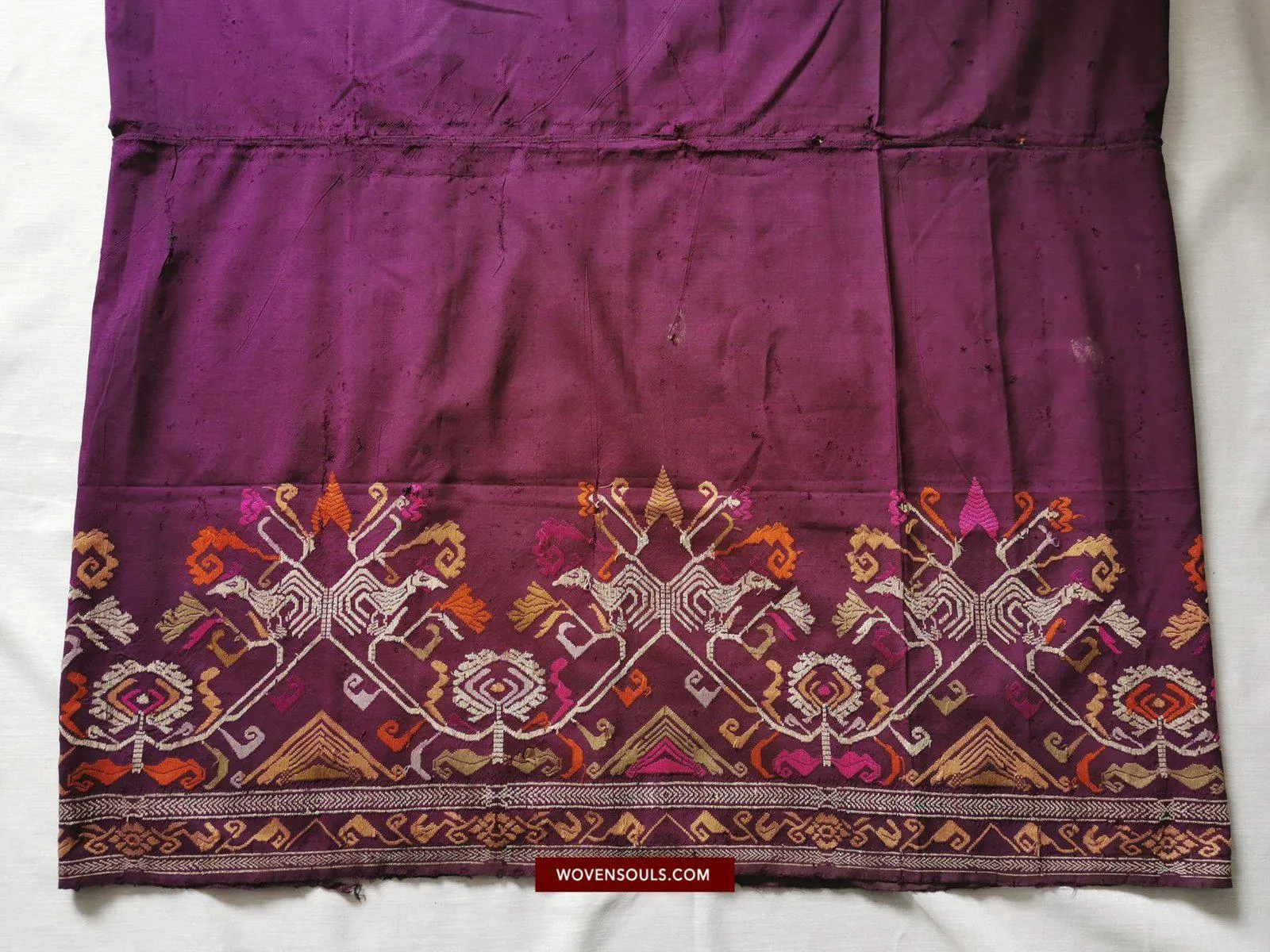 1442 SOLD Antique Bali Silk Songket Textile with Figurative Motifs