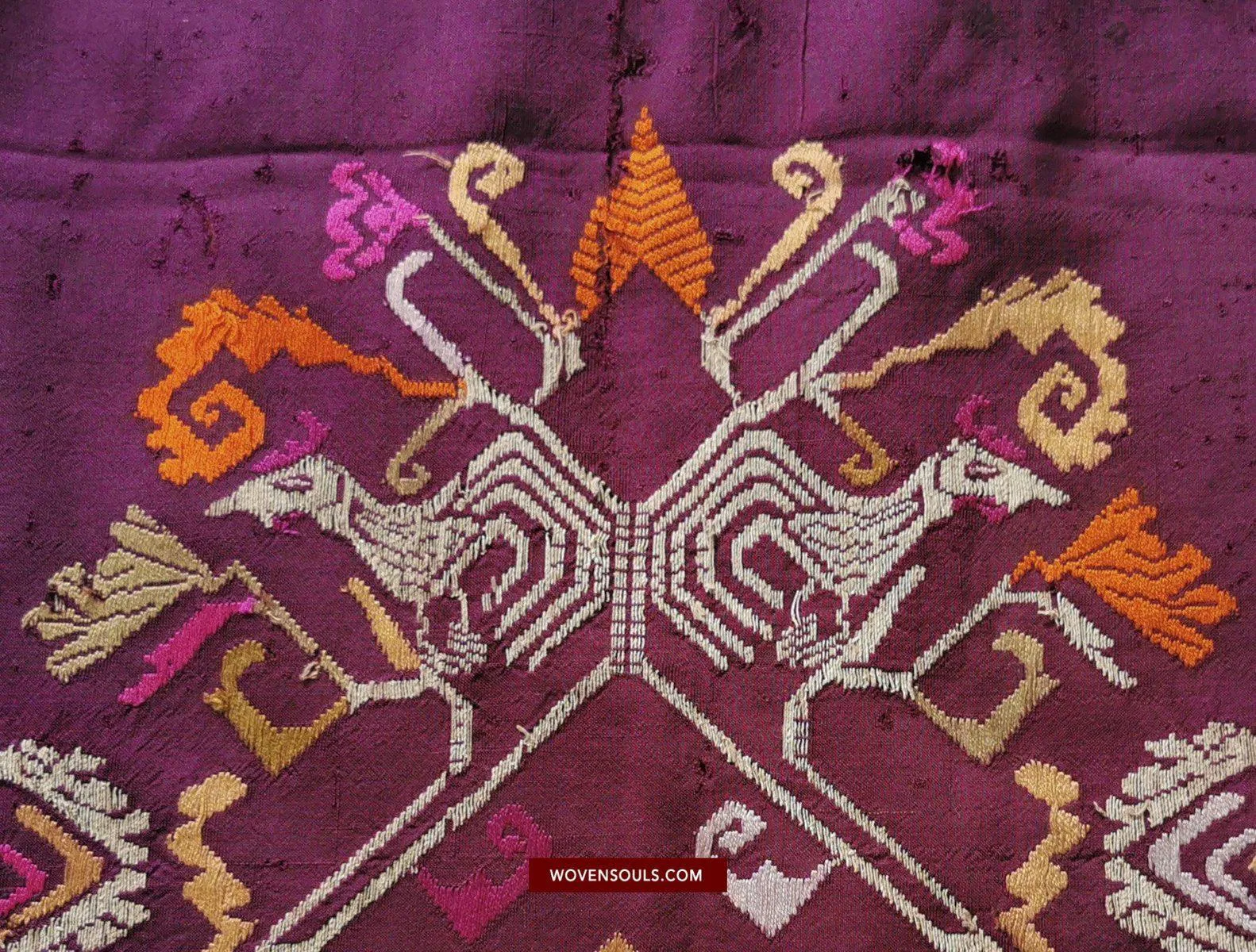 1442 SOLD Antique Bali Silk Songket Textile with Figurative Motifs