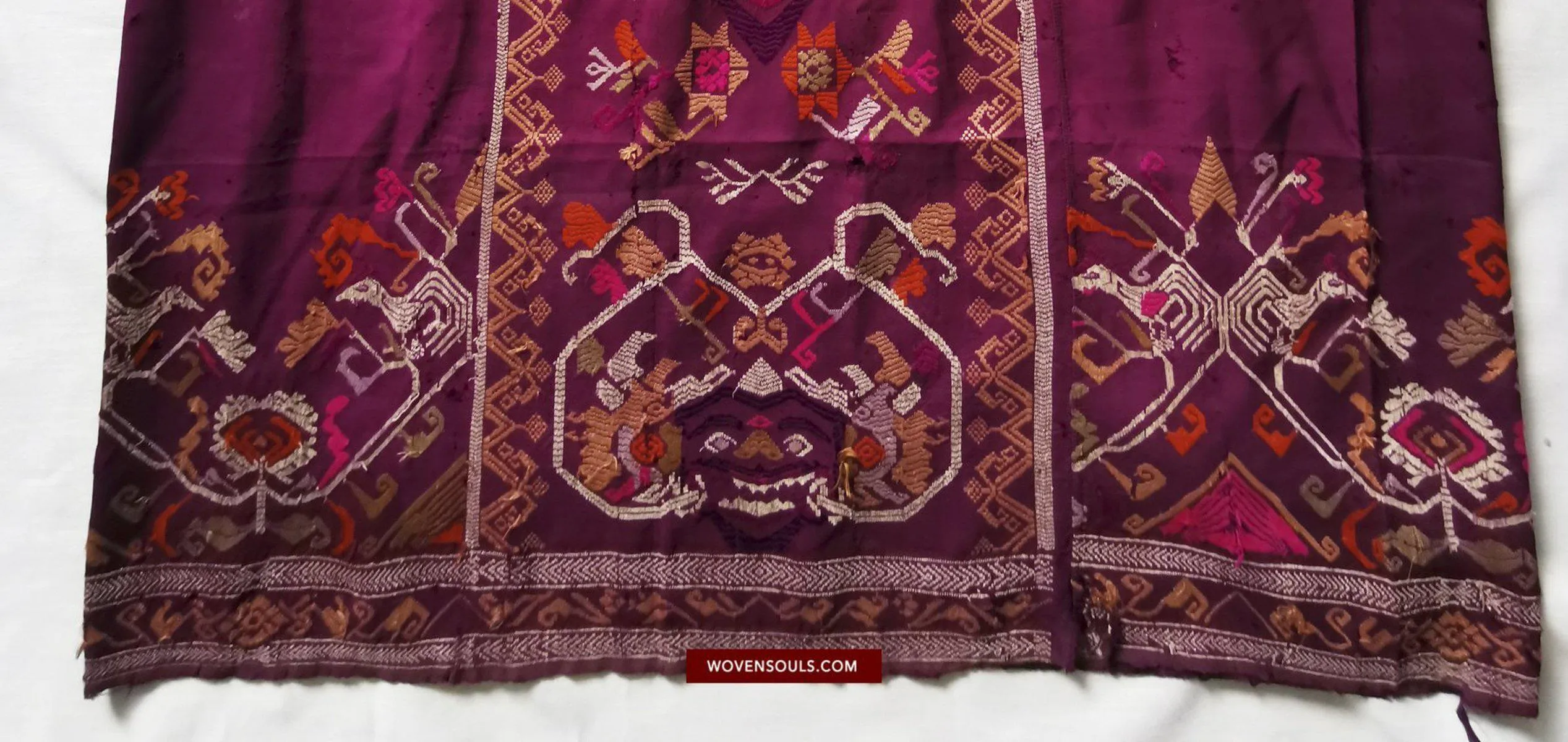 1442 SOLD Antique Bali Silk Songket Textile with Figurative Motifs