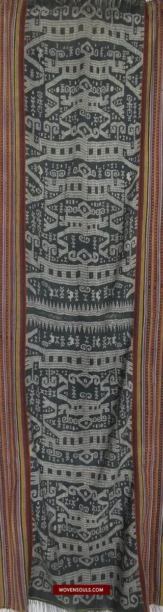 1451 SOLD Old Figurative Ikat Timor w Anthropomorphic figures