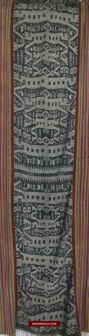 1451 SOLD Old Figurative Ikat Timor w Anthropomorphic figures