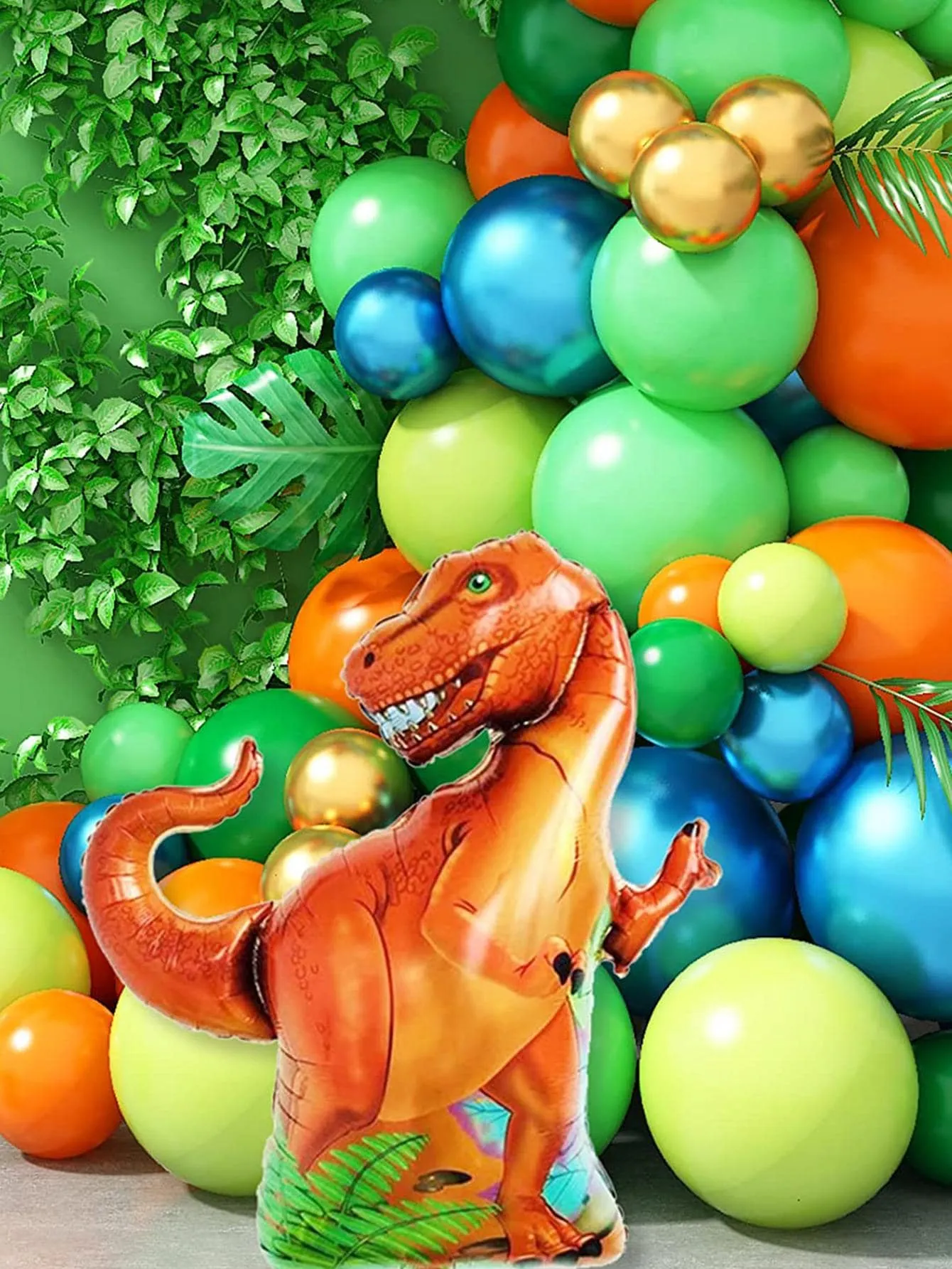 146pcs Dinosaur Theme Party Decor Green Balloon Garland Arch Kit With Dinosaur Foil Ball for Boys Birthday Party Wedding Decorations