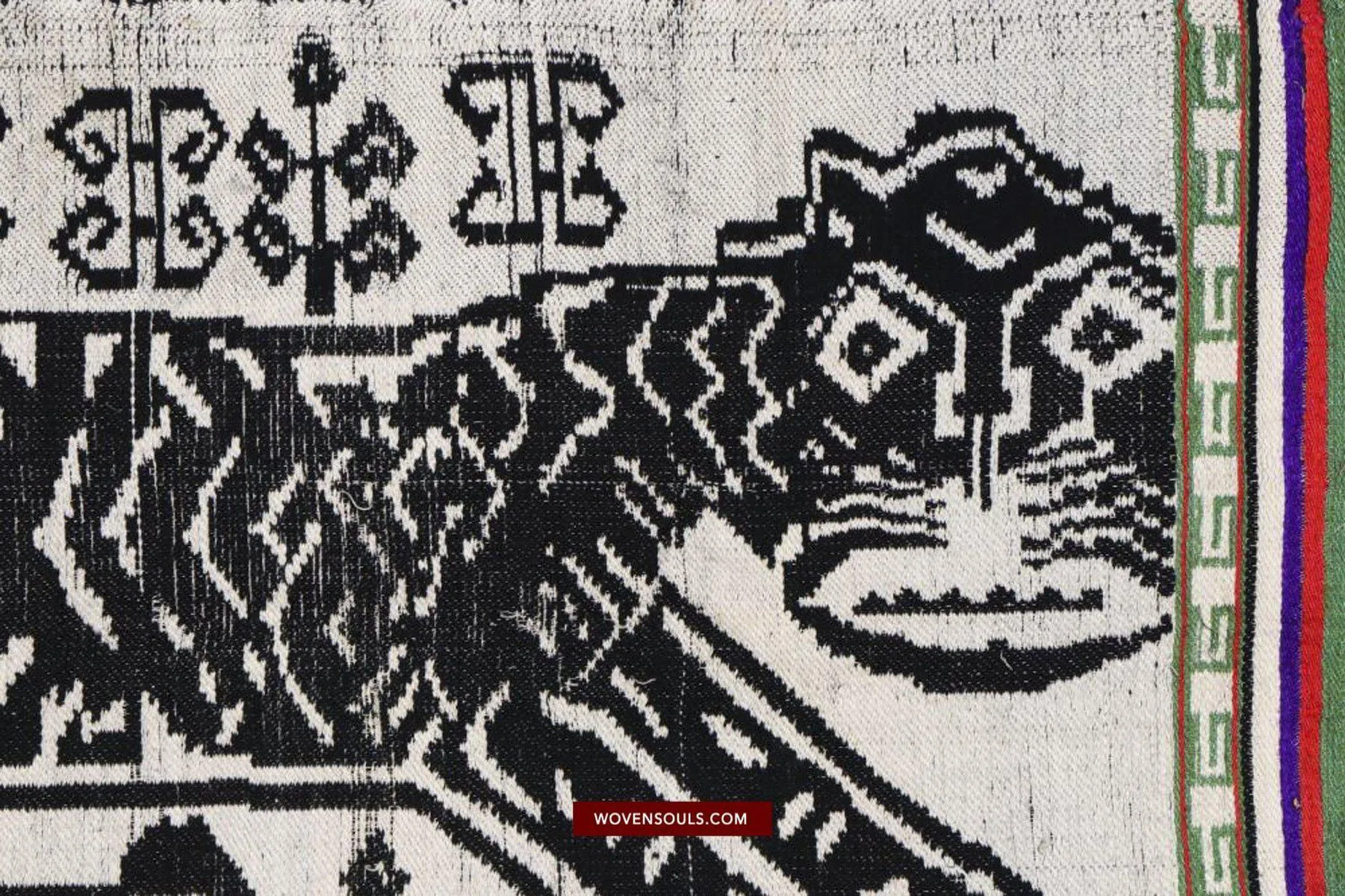 1481 SOLD Vintage Lao Tai Weaving Textile Art w Tiger Motif
