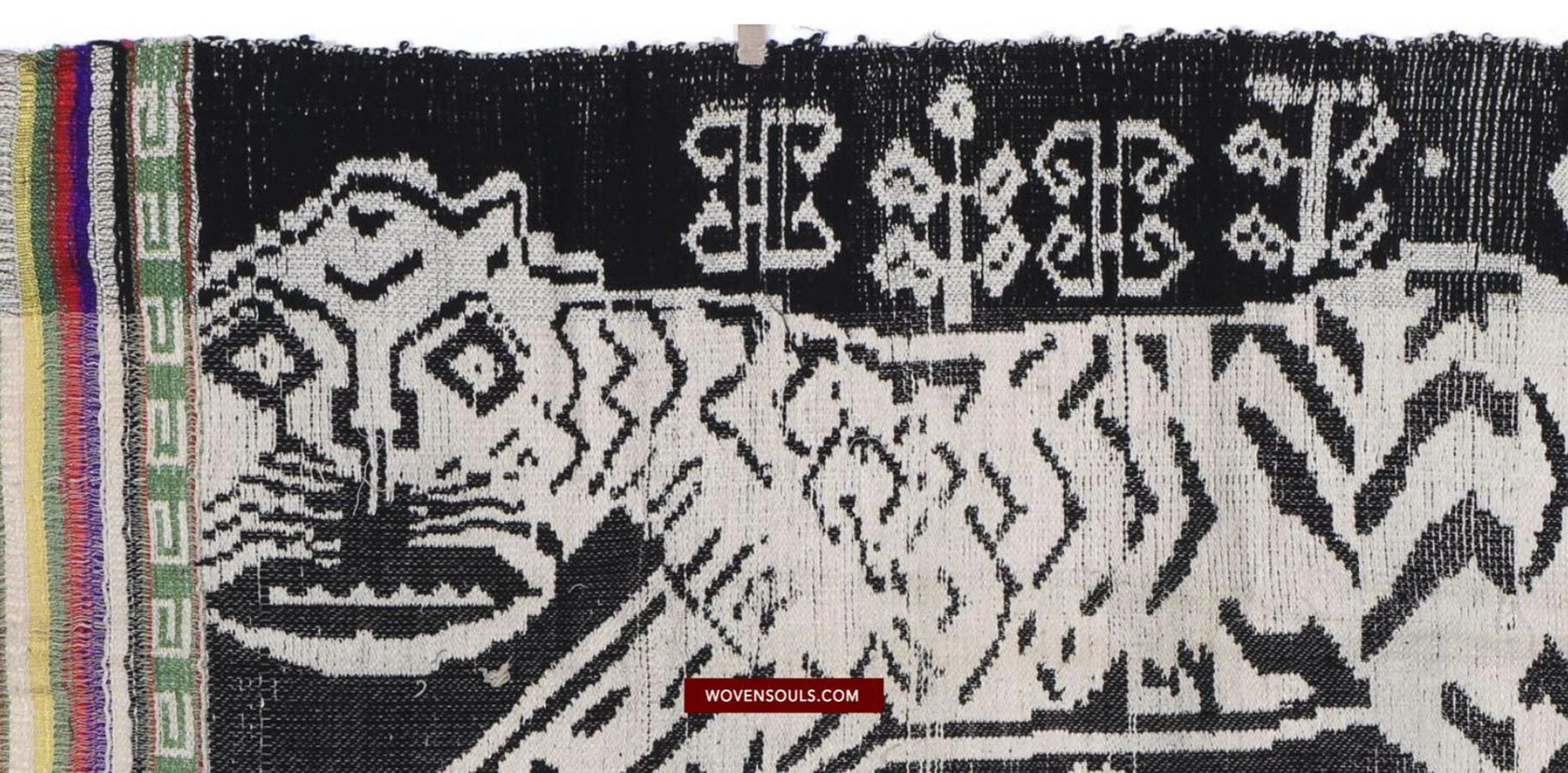 1481 SOLD Vintage Lao Tai Weaving Textile Art w Tiger Motif