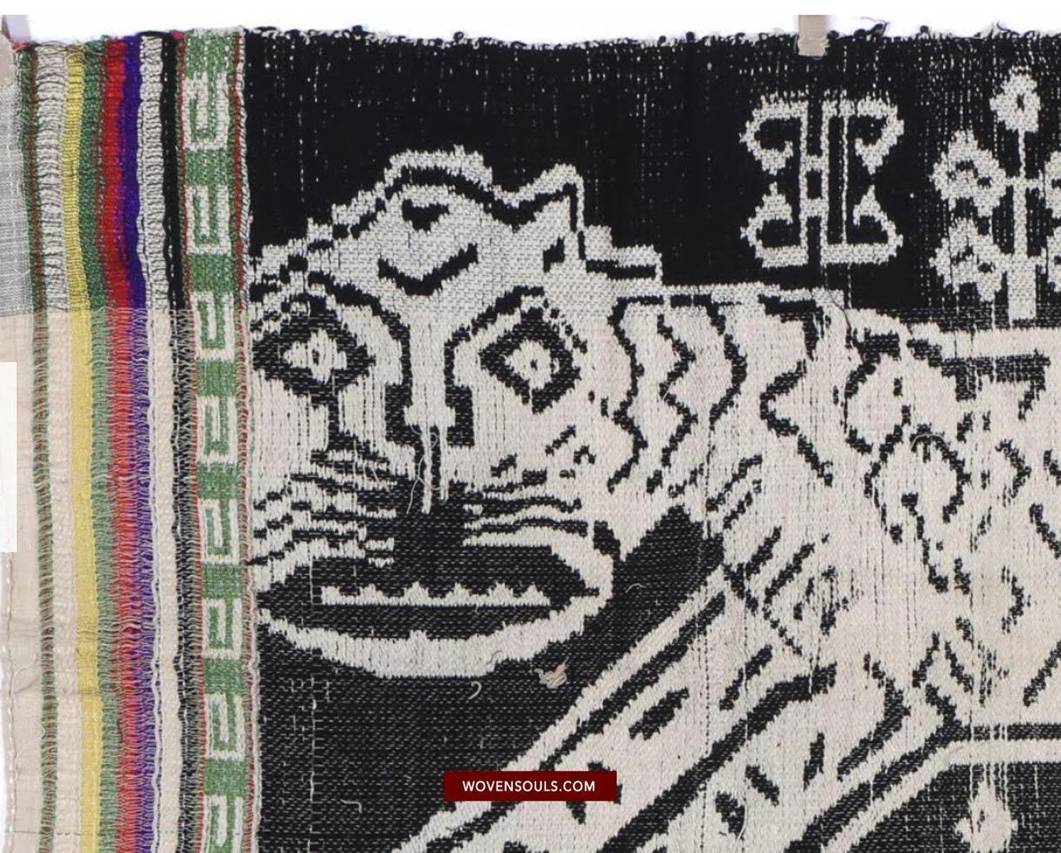 1481 SOLD Vintage Lao Tai Weaving Textile Art w Tiger Motif