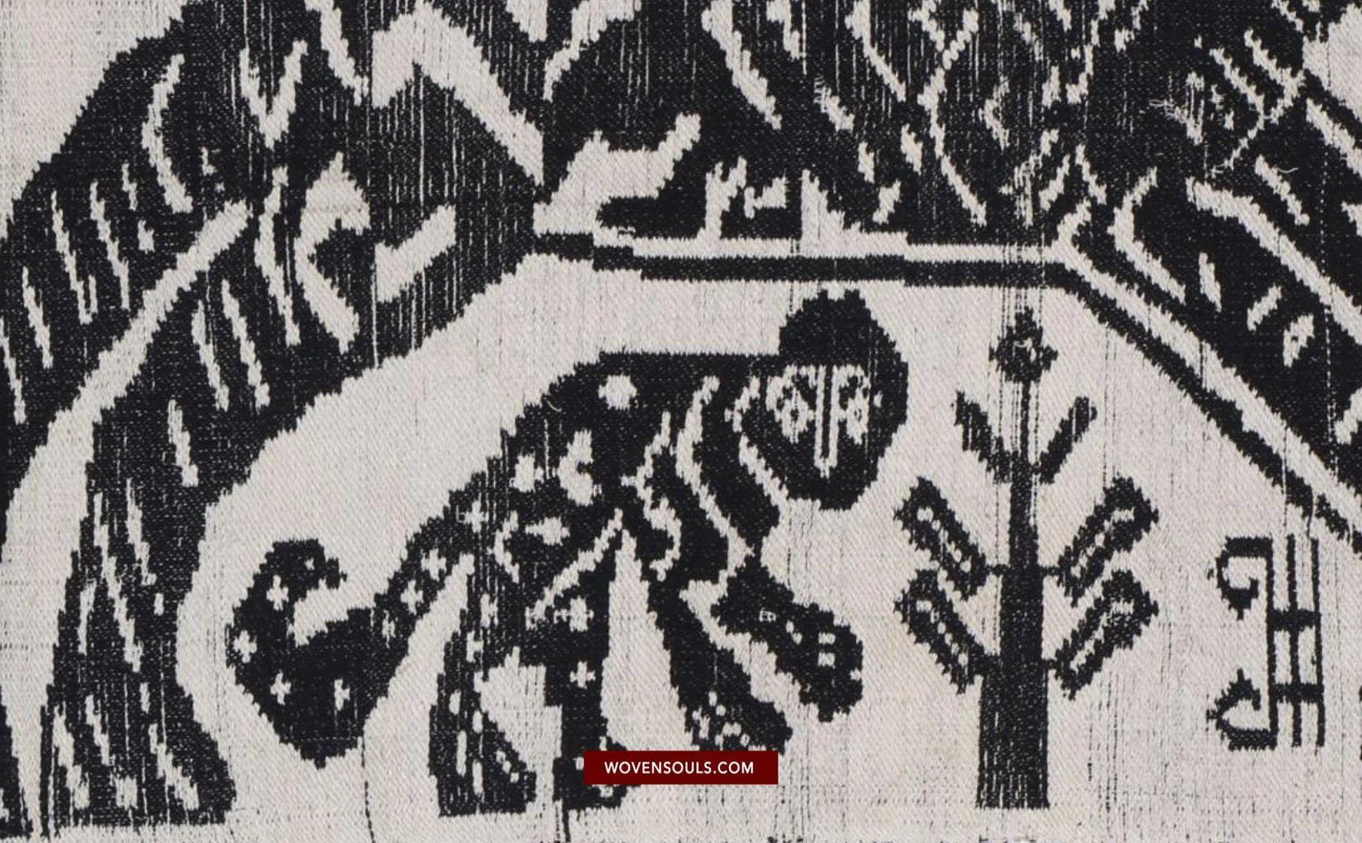 1481 SOLD Vintage Lao Tai Weaving Textile Art w Tiger Motif