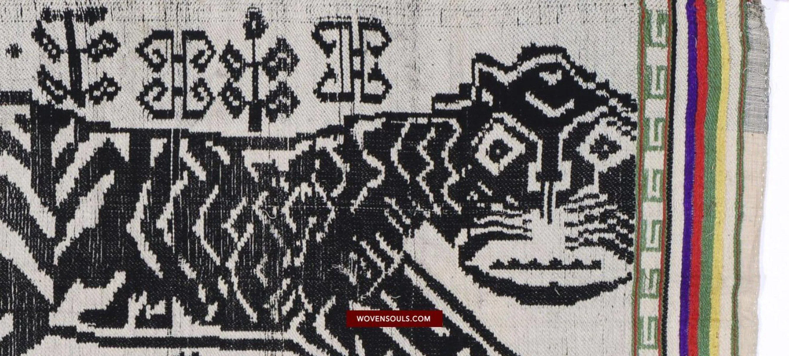 1481 SOLD Vintage Lao Tai Weaving Textile Art w Tiger Motif