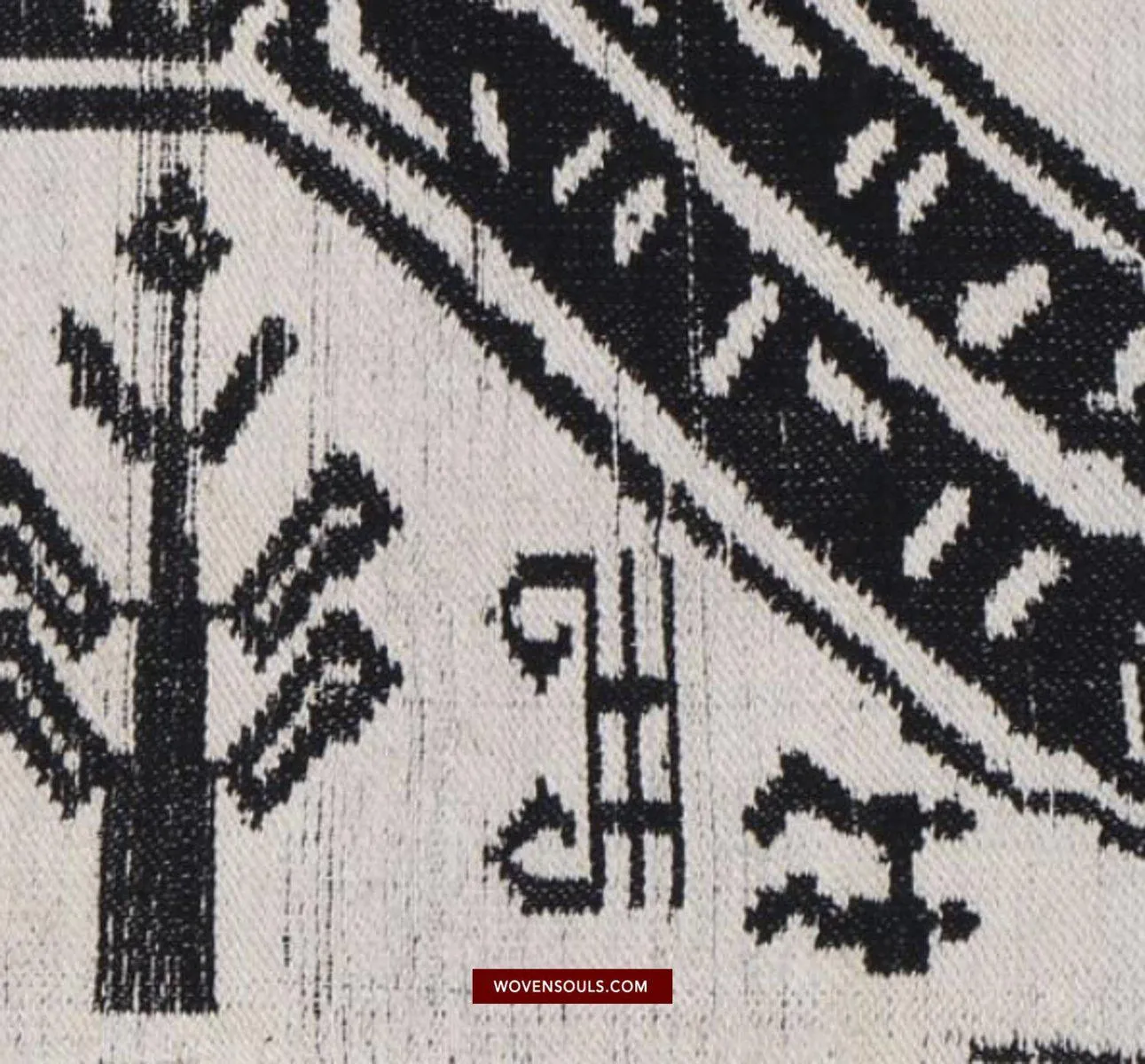 1481 SOLD Vintage Lao Tai Weaving Textile Art w Tiger Motif