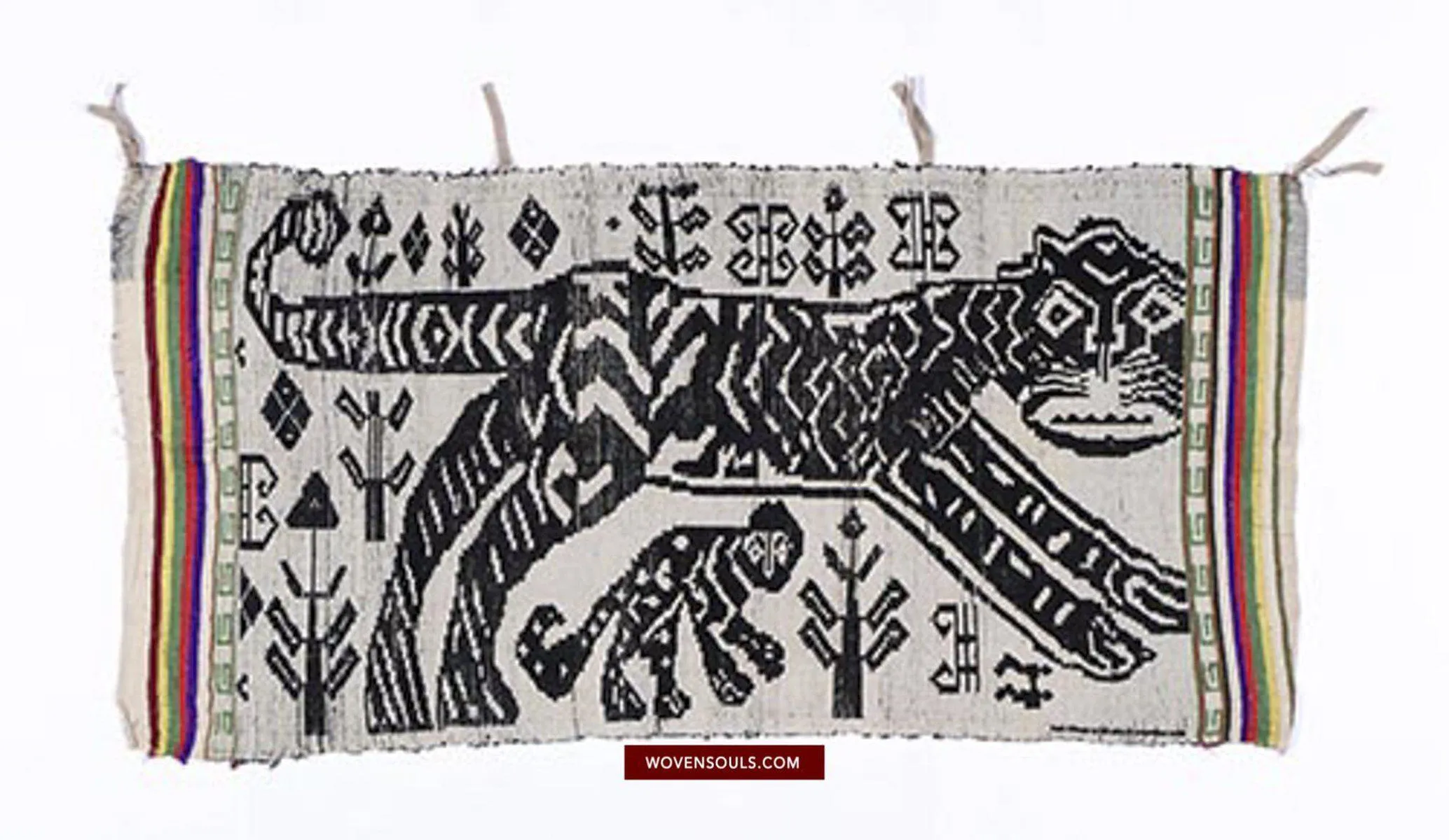 1481 SOLD Vintage Lao Tai Weaving Textile Art w Tiger Motif