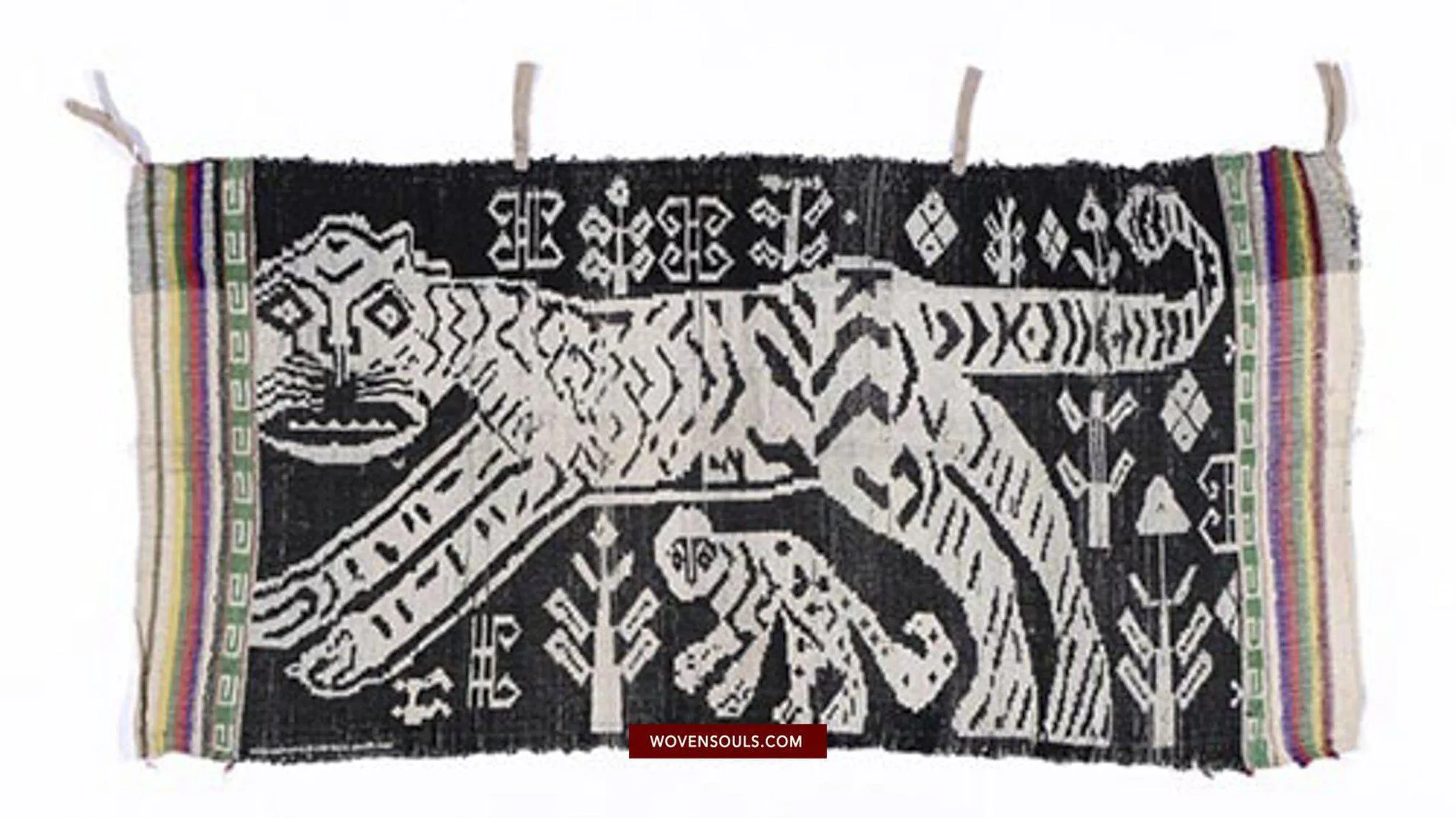 1481 SOLD Vintage Lao Tai Weaving Textile Art w Tiger Motif