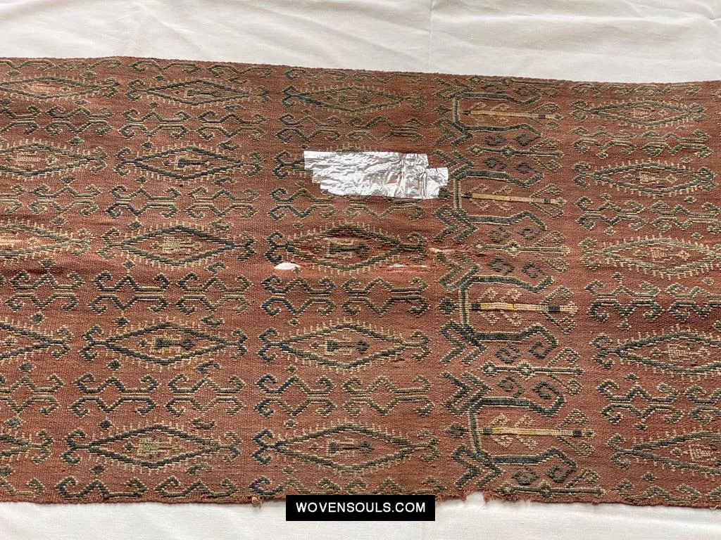 1649 Antique Iban Pua Kumbu Sungkit Textile with Human Figures