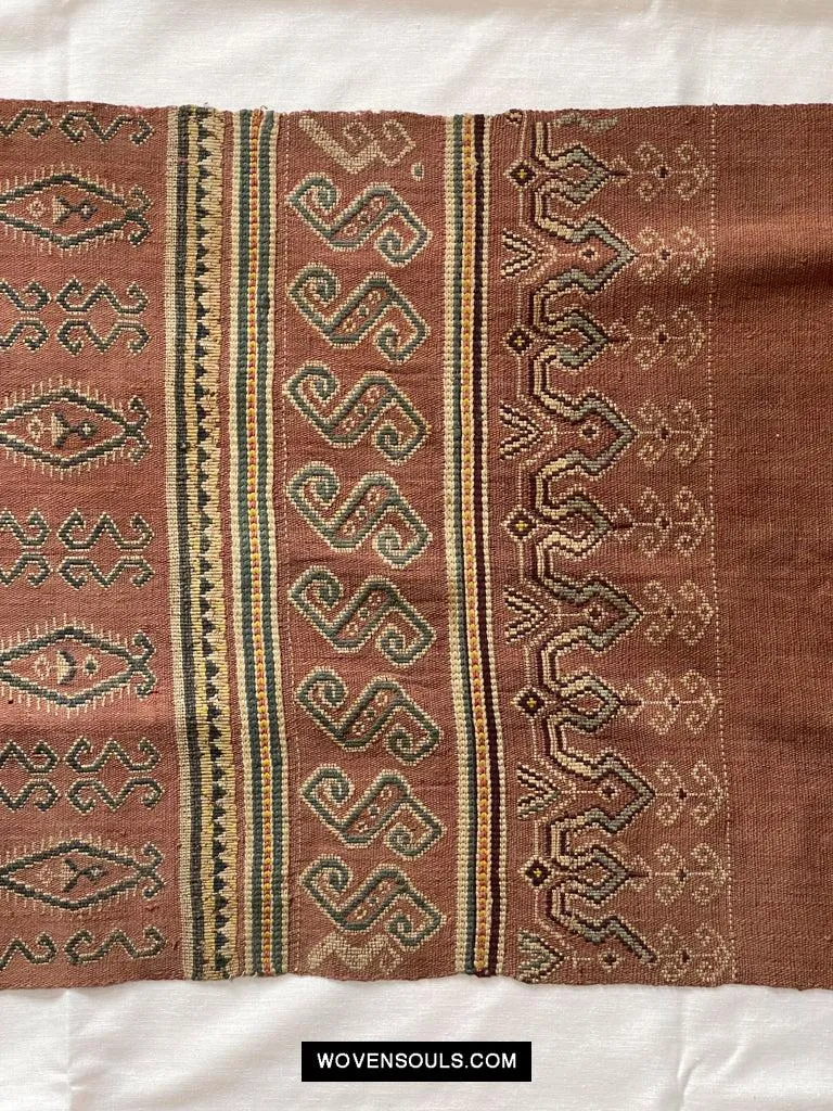 1649 Antique Iban Pua Kumbu Sungkit Textile with Human Figures