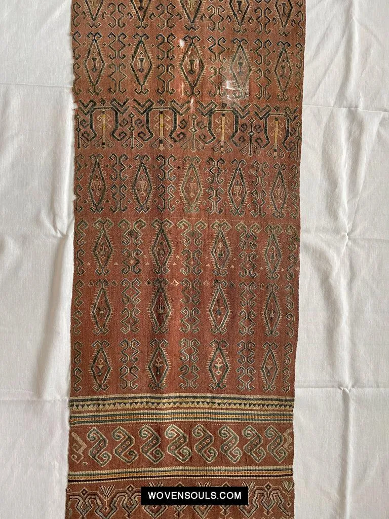 1649 Antique Iban Pua Kumbu Sungkit Textile with Human Figures