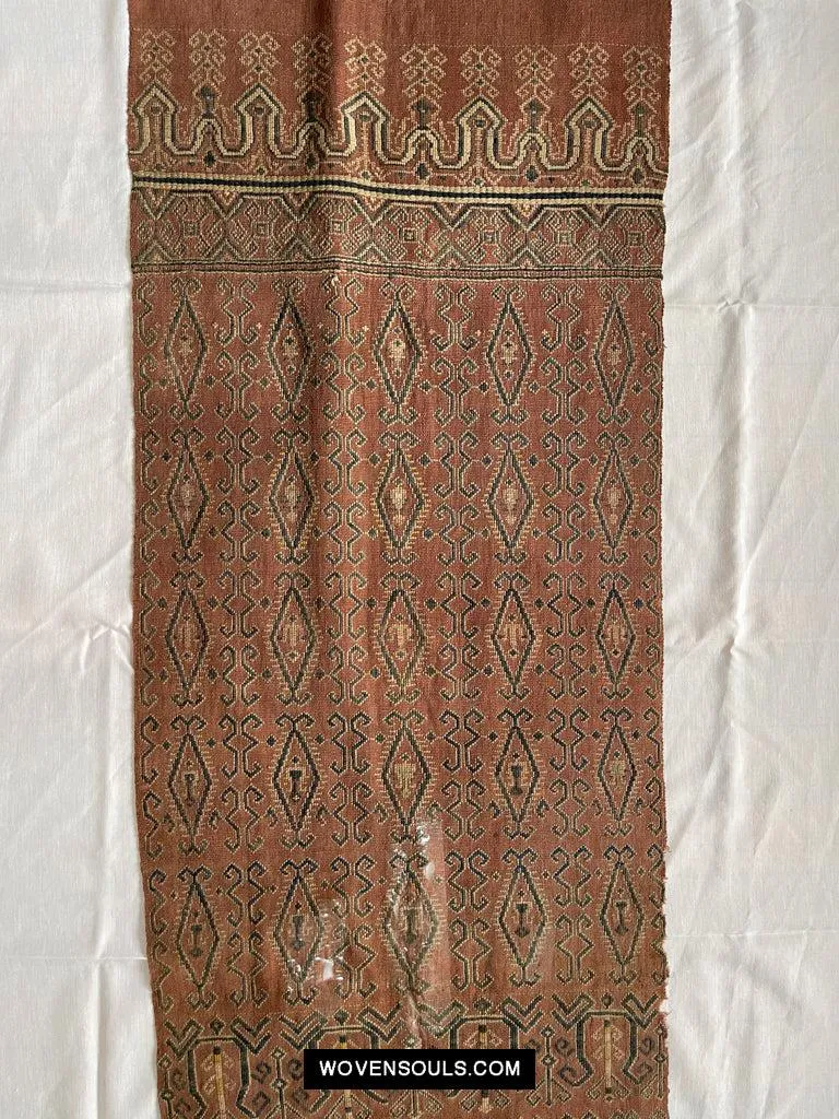 1649 Antique Iban Pua Kumbu Sungkit Textile with Human Figures