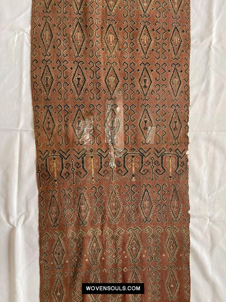 1649 Antique Iban Pua Kumbu Sungkit Textile with Human Figures