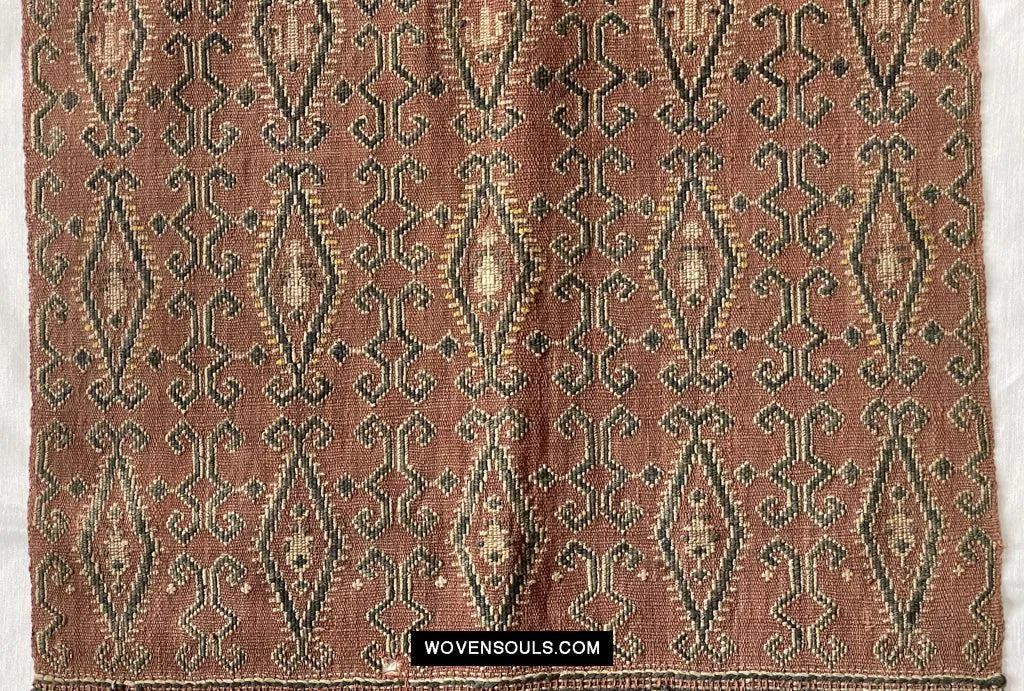 1649 Antique Iban Pua Kumbu Sungkit Textile with Human Figures