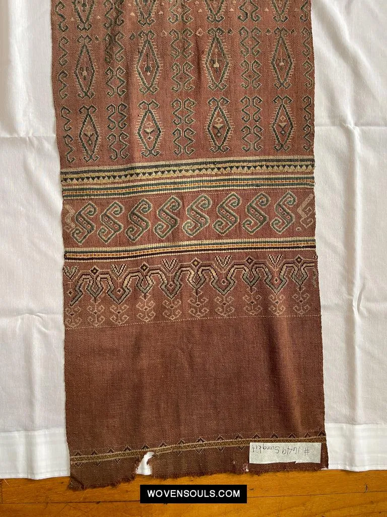 1649 Antique Iban Pua Kumbu Sungkit Textile with Human Figures