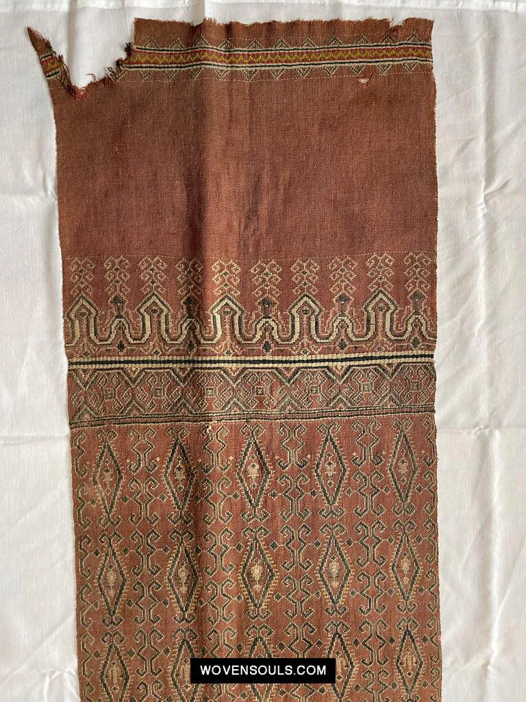 1649 Antique Iban Pua Kumbu Sungkit Textile with Human Figures