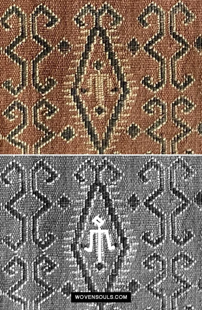 1649 Antique Iban Pua Kumbu Sungkit Textile with Human Figures