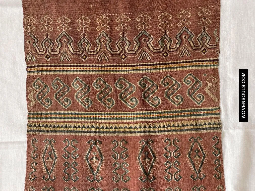 1649 Antique Iban Pua Kumbu Sungkit Textile with Human Figures