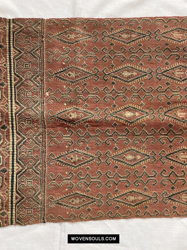 1649 Antique Iban Pua Kumbu Sungkit Textile with Human Figures