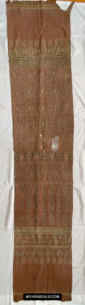 1649 Antique Iban Pua Kumbu Sungkit Textile with Human Figures