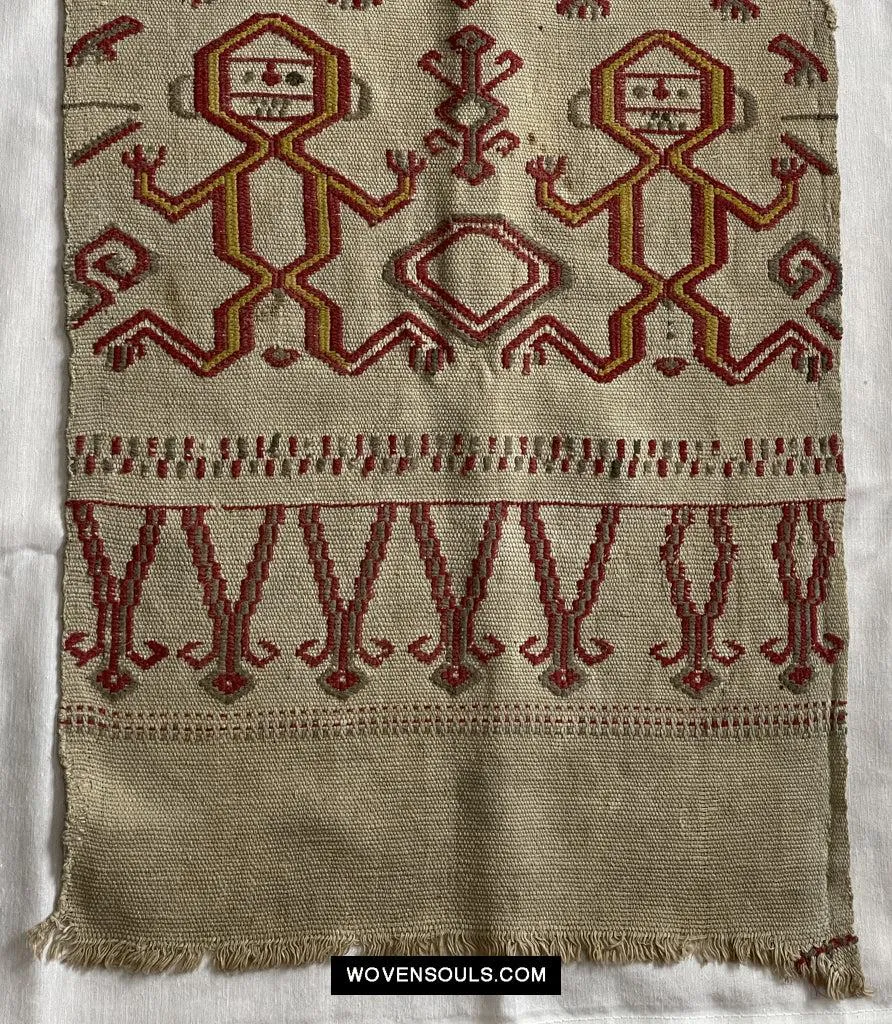 1652 Antique Iban Pua Kumbu Sungkit Textile with Human Figures