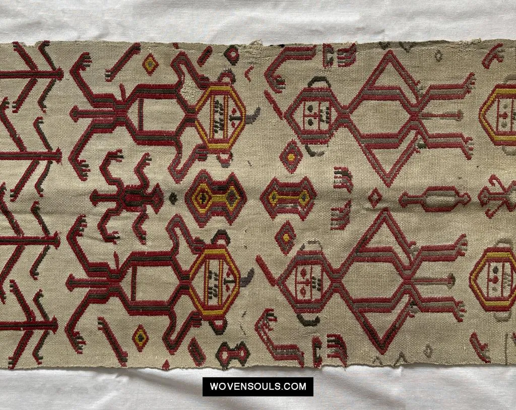 1652 Antique Iban Pua Kumbu Sungkit Textile with Human Figures