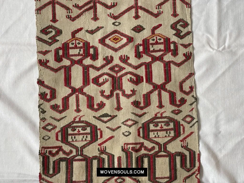 1652 Antique Iban Pua Kumbu Sungkit Textile with Human Figures