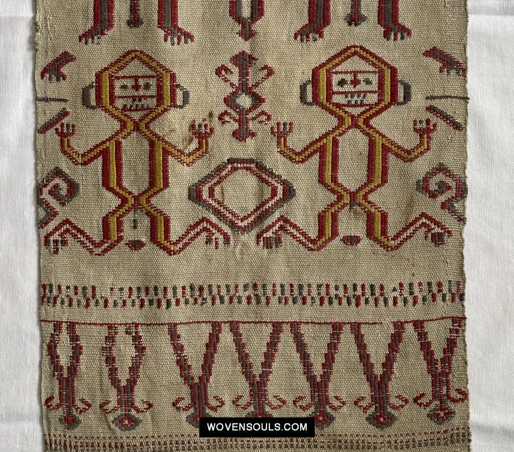 1652 Antique Iban Pua Kumbu Sungkit Textile with Human Figures