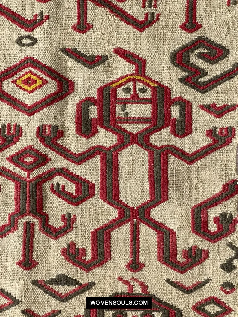 1652 Antique Iban Pua Kumbu Sungkit Textile with Human Figures