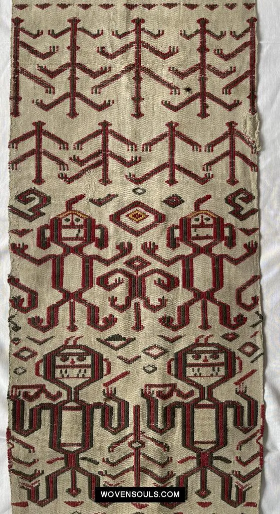 1652 Antique Iban Pua Kumbu Sungkit Textile with Human Figures