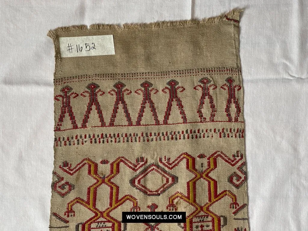 1652 Antique Iban Pua Kumbu Sungkit Textile with Human Figures