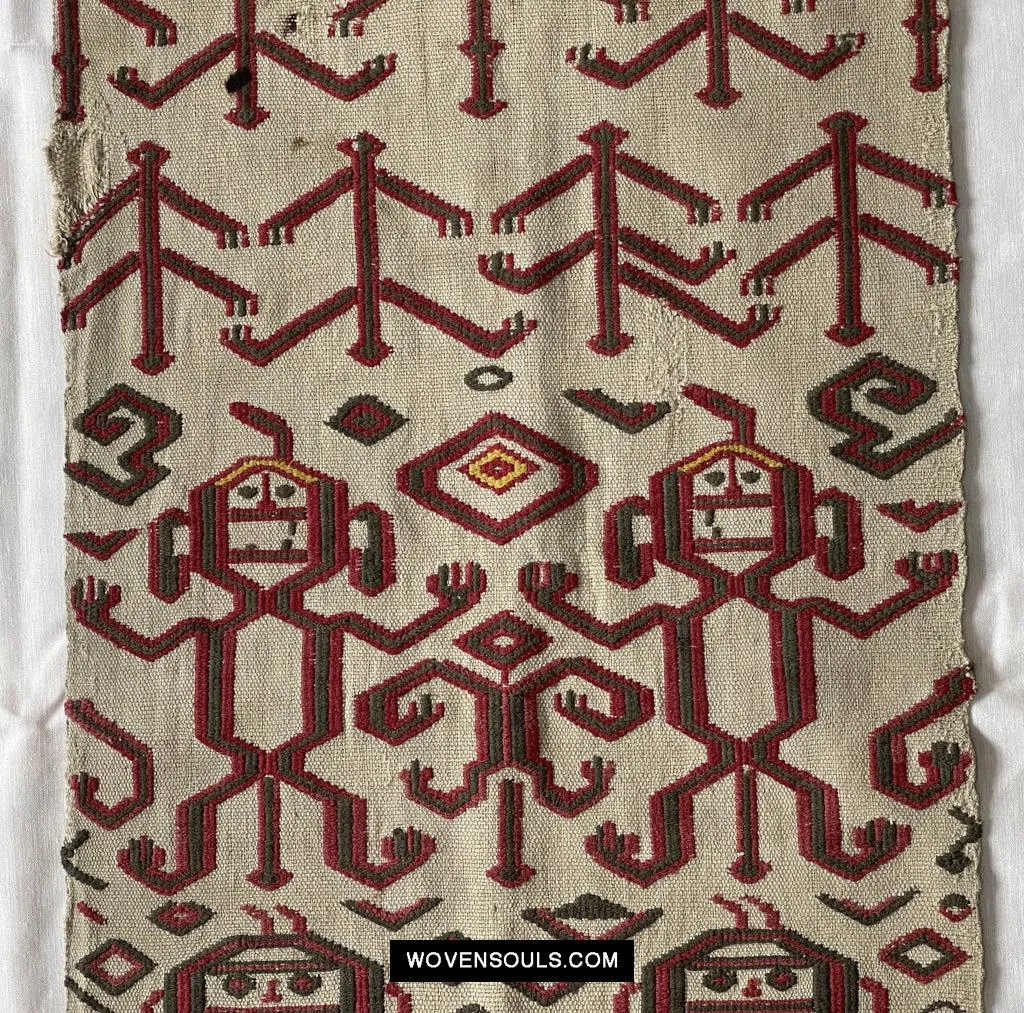 1652 Antique Iban Pua Kumbu Sungkit Textile with Human Figures