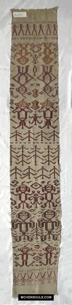 1652 Antique Iban Pua Kumbu Sungkit Textile with Human Figures
