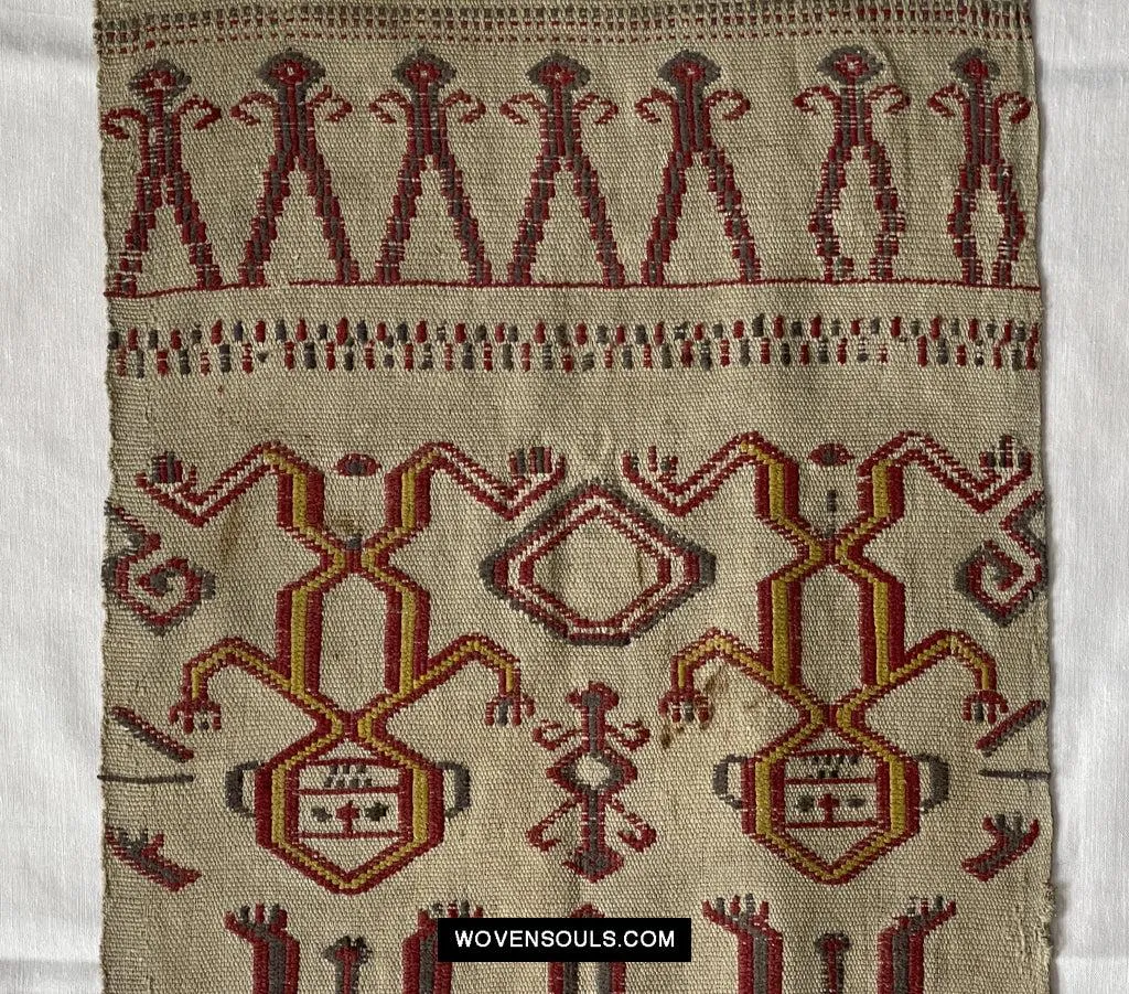 1652 Antique Iban Pua Kumbu Sungkit Textile with Human Figures