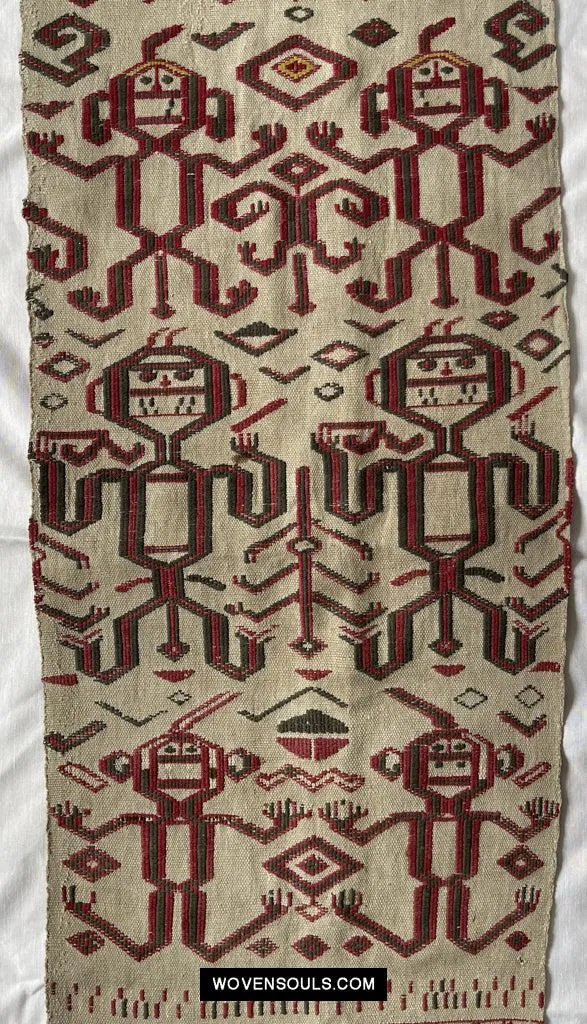 1652 Antique Iban Pua Kumbu Sungkit Textile with Human Figures