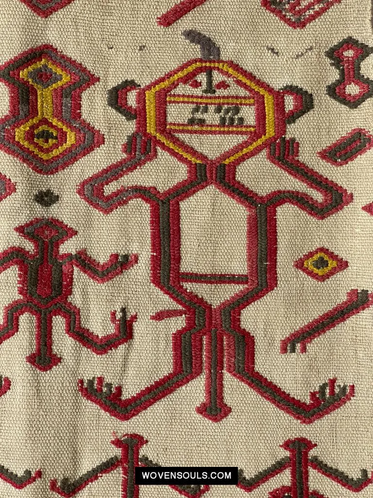1652 Antique Iban Pua Kumbu Sungkit Textile with Human Figures
