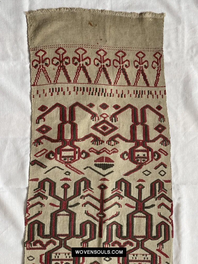 1652 Antique Iban Pua Kumbu Sungkit Textile with Human Figures