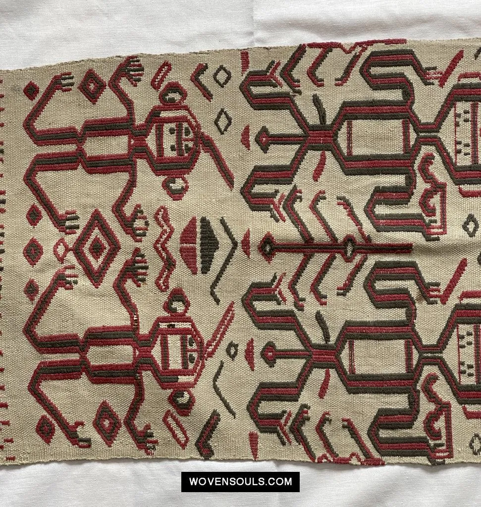 1652 Antique Iban Pua Kumbu Sungkit Textile with Human Figures