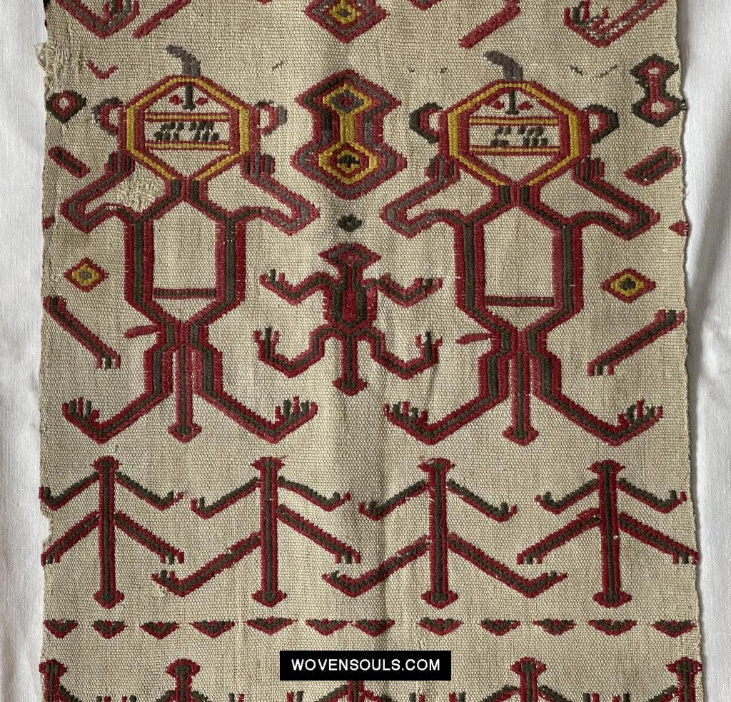 1652 Antique Iban Pua Kumbu Sungkit Textile with Human Figures